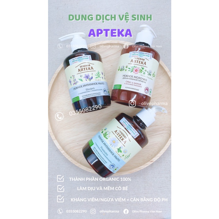 Dung Dịch Vệ Sinh Phụ Nữ Zelenaya Apteka Kháng Khuẩn Cân Bằng pH Dạng Gel, Dạng Sữa 370ml