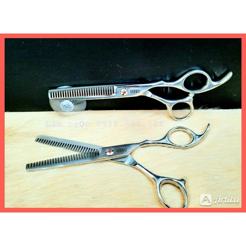 Kéo Tỉa Tóc 2 răng VINKO nút đỏ. Chất liệu thép siêu bền, siêu bén.