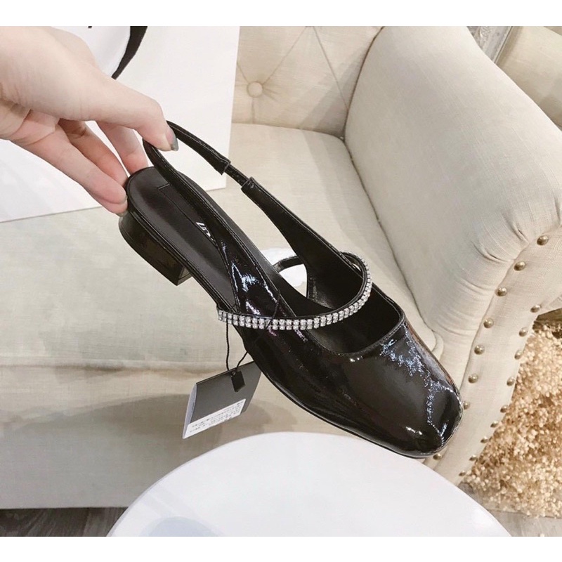 Giày nữ cao gót quai óng ánh da bóng