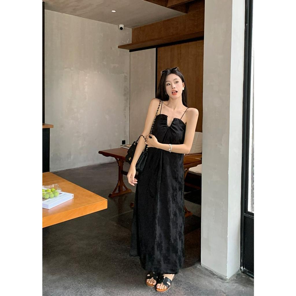 Đầm Dáng Rộng Cổ Chữ V Phối Dây Rút Thời Trang