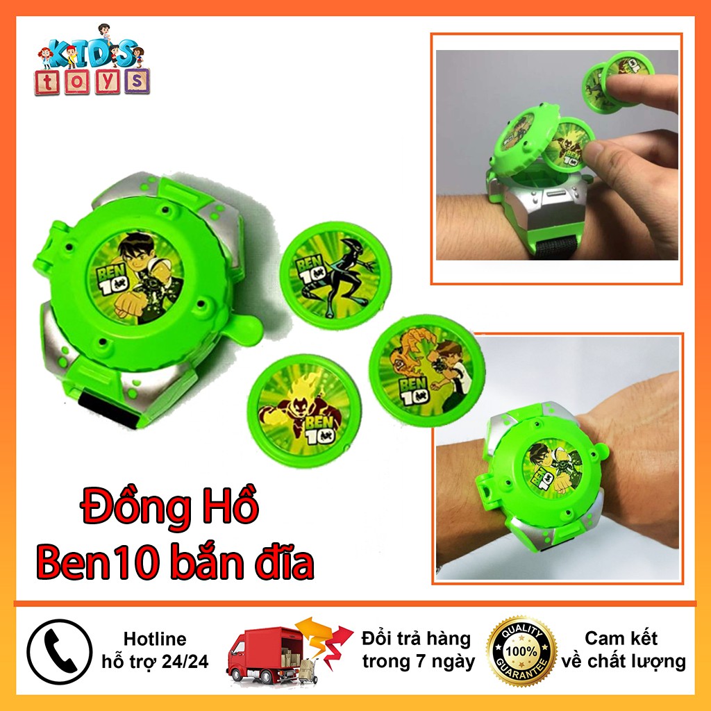 Đồng hồ ben 10, chiếu sáng 24 nhân vật, chất liệu nhựa ABS an toàn cho bé