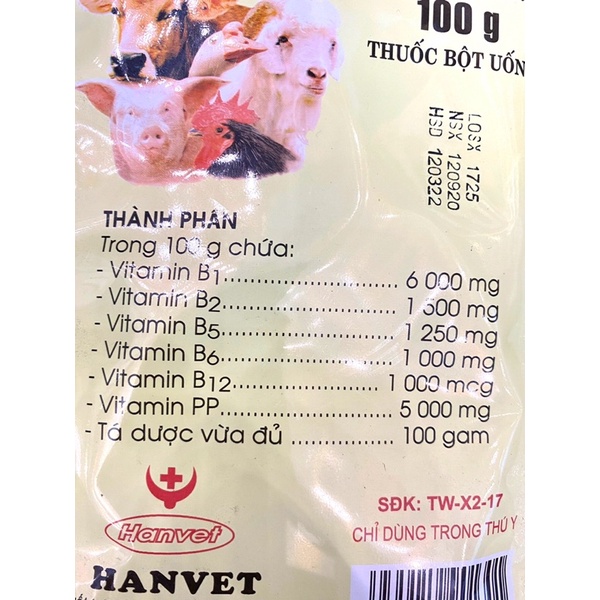 1 gói B-complex 100g bổ sung vitamin B dùng cho lợn gà