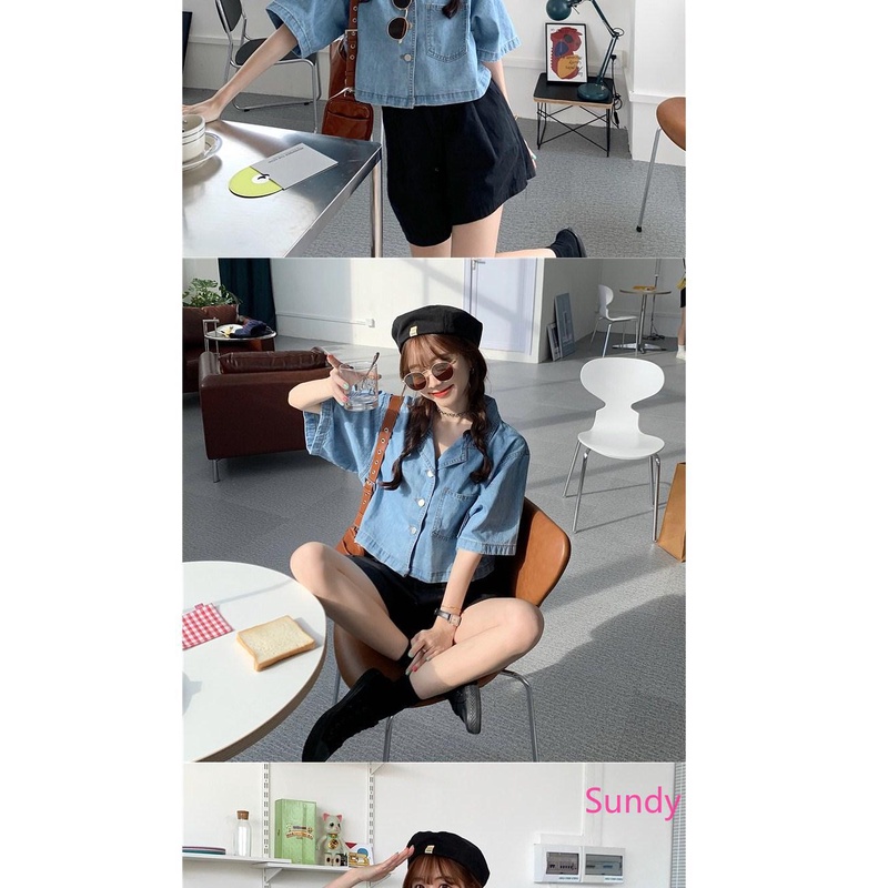 Áo sơ mi jean dáng rộng thời trang Hàn Quốc sành điệu cho phái nữ