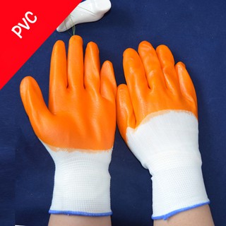 Bộ 10 găng tay sợi tráng nhựa màu đỏ chống trơn, chống hóa chất