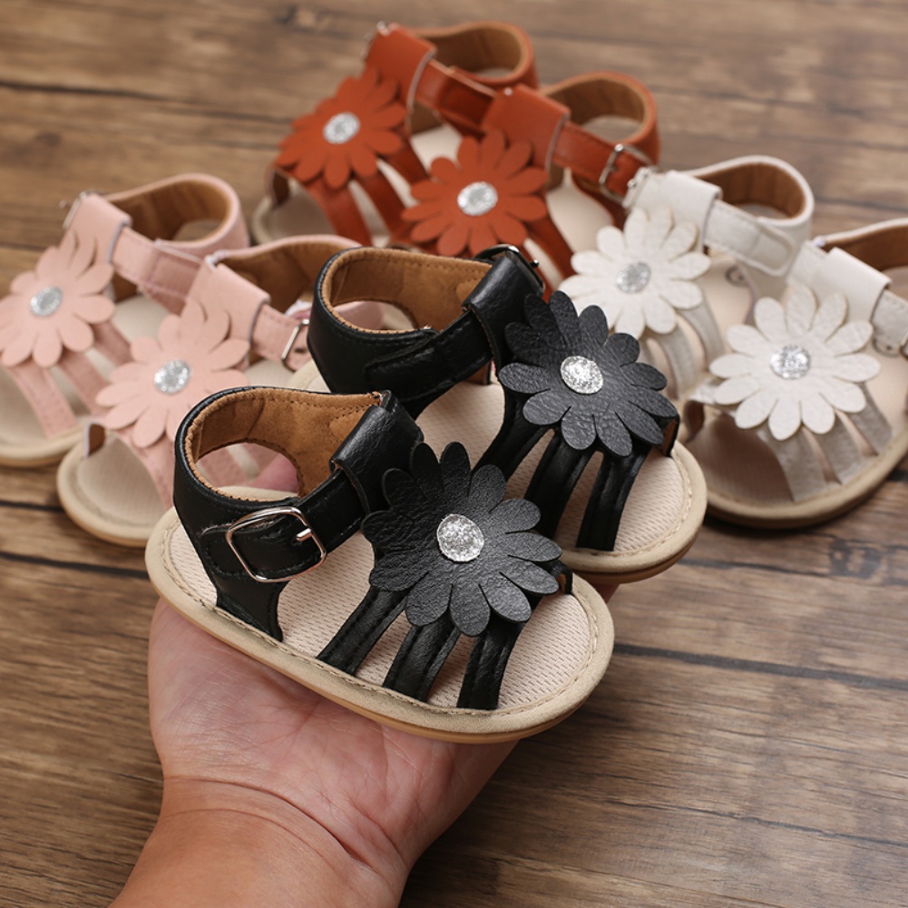 Xăng đan Da PU Đế Mềm Chống Trượt Cho Bé Gái 0-18 Tháng Tuổi