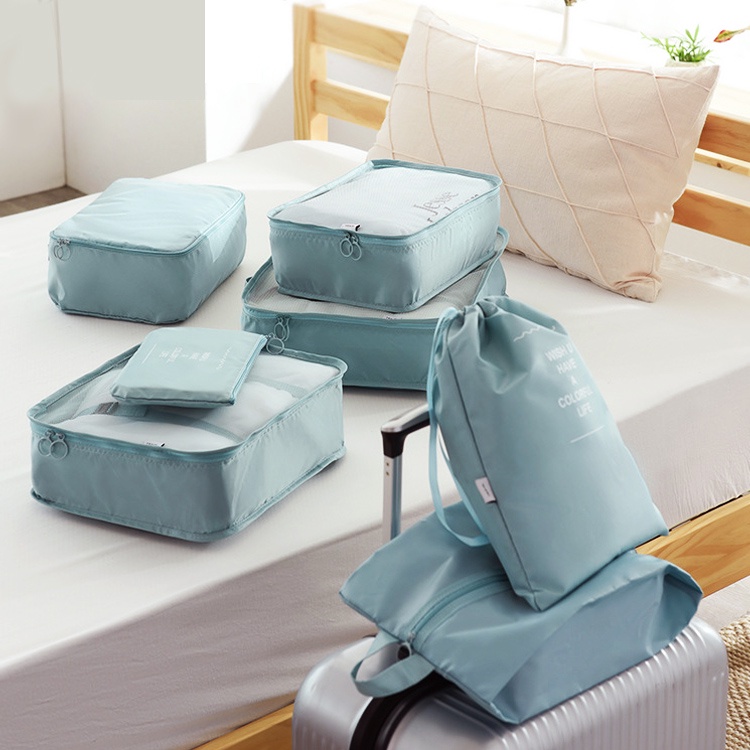 [Có Sẵn]Set 7 Túi Vải Nylon Đựng Đồ Du Lịch Cá Nhân Tiện Ích