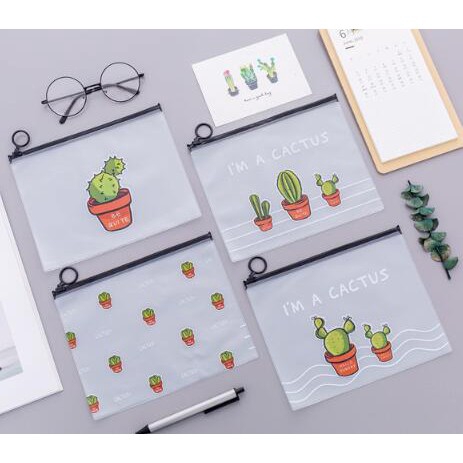 Túi Đựng Bút Trong Suốt In Hình Dễ Thương