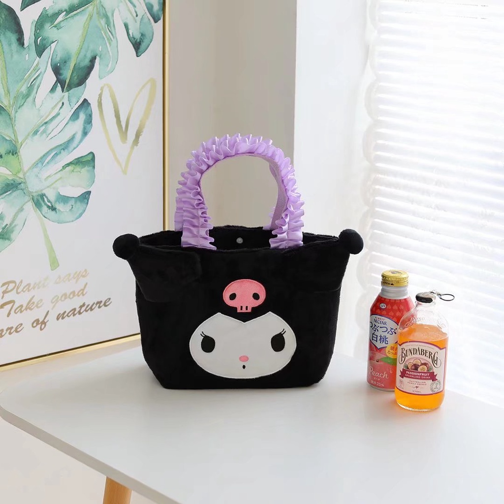 SANRIO Maxzone Túi Đựng Hộp Cơm Trưa Xách Tay Bằng Vải Bông Họa Tiết Melody Cún Kulomi Hoạt Hình Melody Nhỏ Nhắn Cho Học Sinh Kèm Túi Đựng Cơ