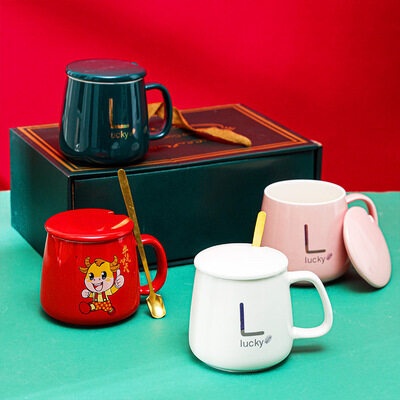 Cốc sứ hâm nóng đồ uống EKEZ kèm đế điện cho trà/cafe/sữa + thìa vàng/hộp thiết kế sang trọng