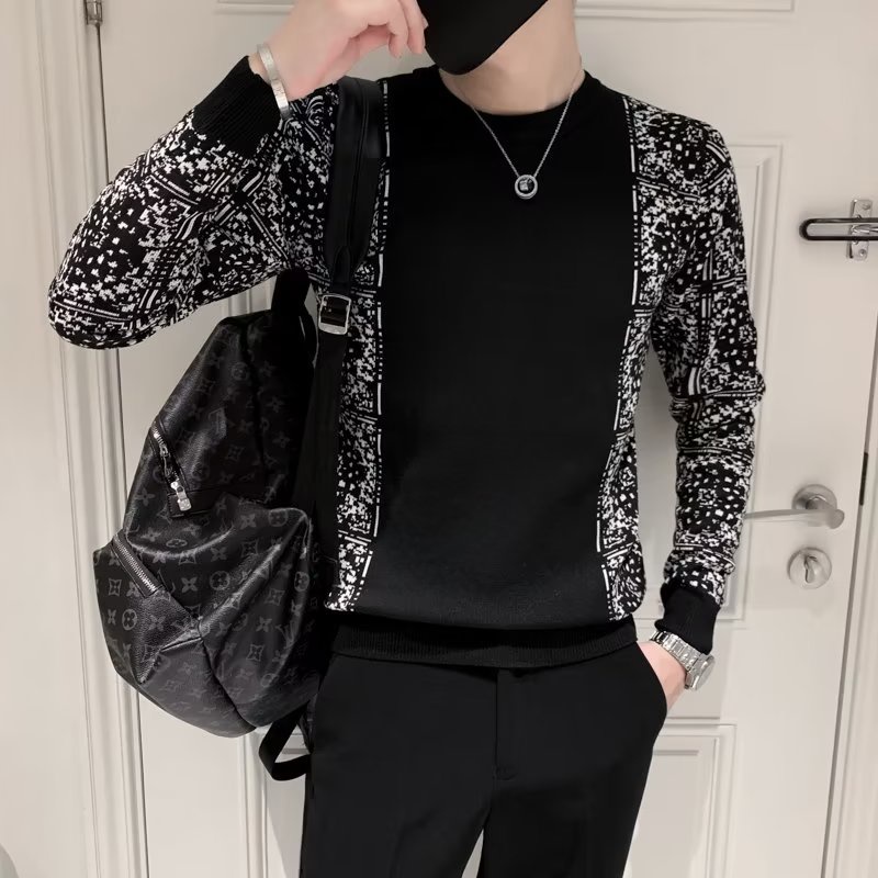 Áo Sweater Tay Dài Dáng Ôm Màu Sắc Độc Đáo Thời Trang Thu Đông Cho Nam Giới