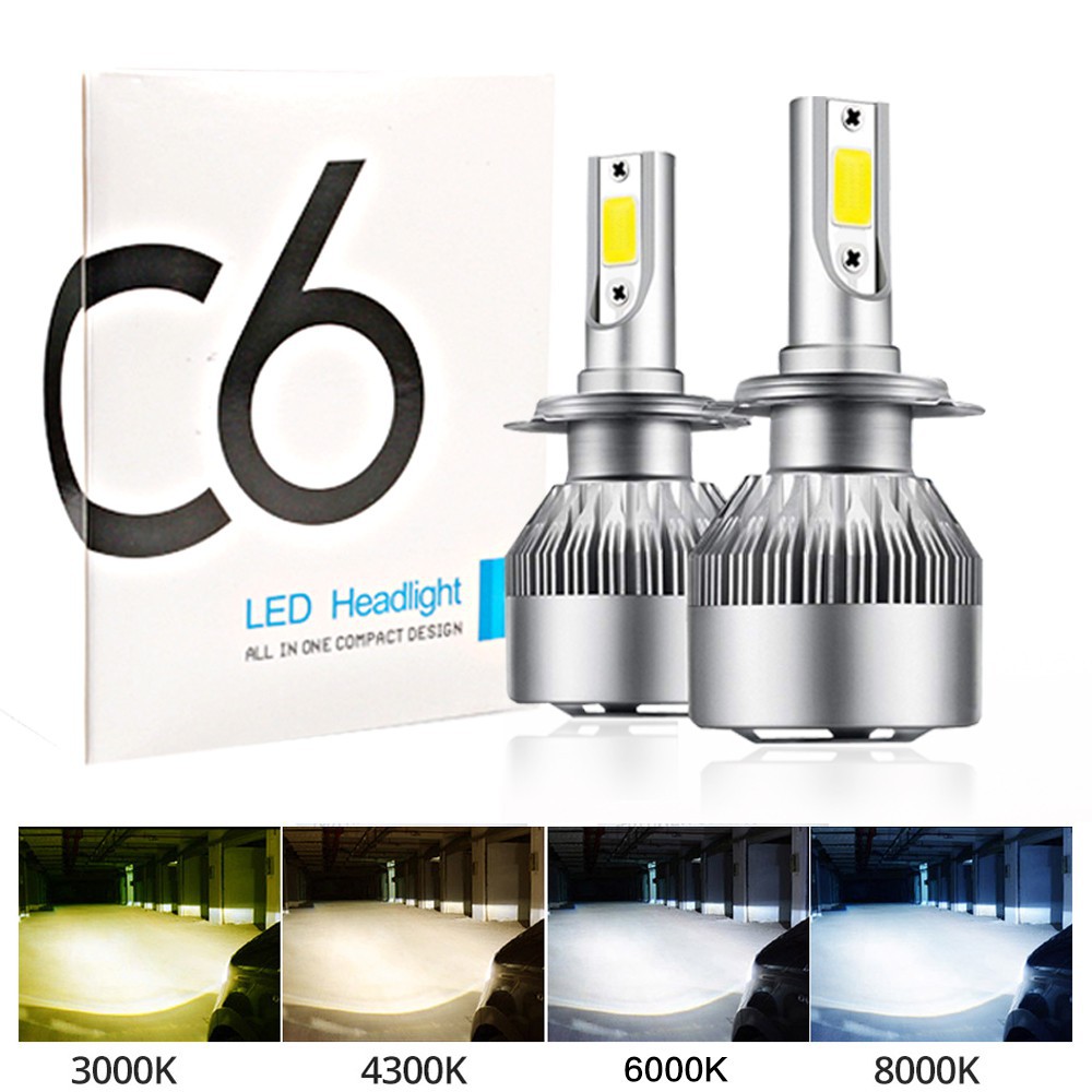 Đèn pha Led nguyên bản C6 H4 H7 H11 H1 HB3 H3 9005 9006 HB4 COB 3000K 4300K 6000K 8000K