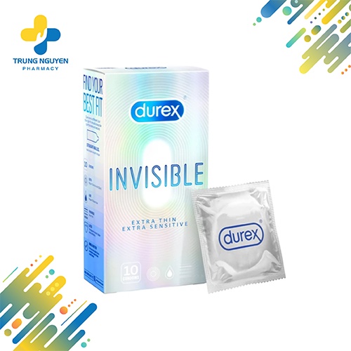 Bao cao su Durex Invisible Extra Thin Extra Sensitive (Hộp 10 cái)