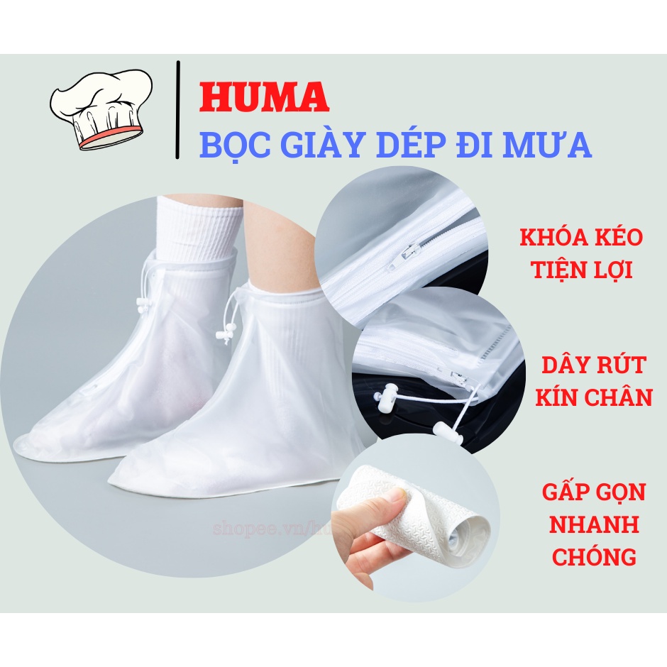 Bọc giày đi mưa silicone, ủng bao trùm giầy cổ thấp - hàng may kỹ đủ size chống trơn trượt cho cả nam và nữ