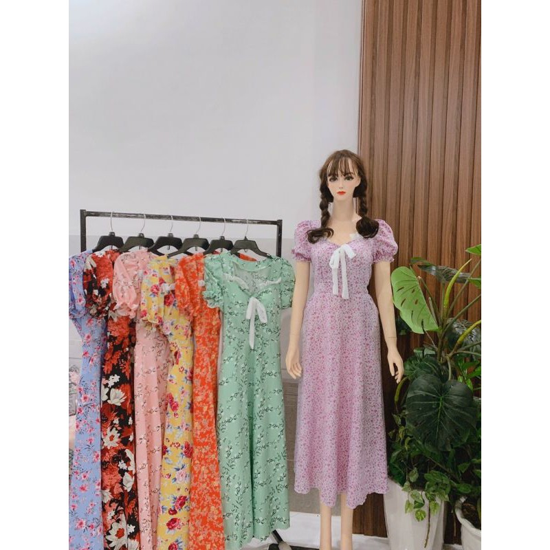 váy maxi hoa nhí chất mango mịn mát hoạ tiết hoa nhí dể thương | BigBuy360 - bigbuy360.vn