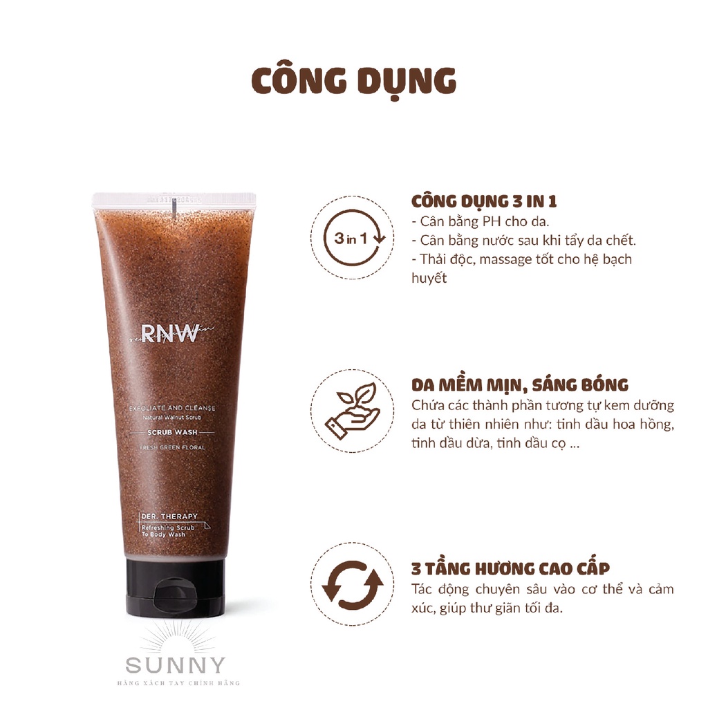 Tẩy da chết body RNW Scurb Wash 230ml nội địa Hàn Quốc cân bằng độ Ph, làm sáng mịn da