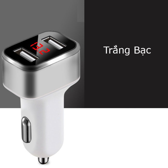 Tẩu Sạc Trên Ô Tô 2 Cổng USB Màn Hình LCD Hiển Thị Điện Áp Trên Xe Hơi TOO-STORE