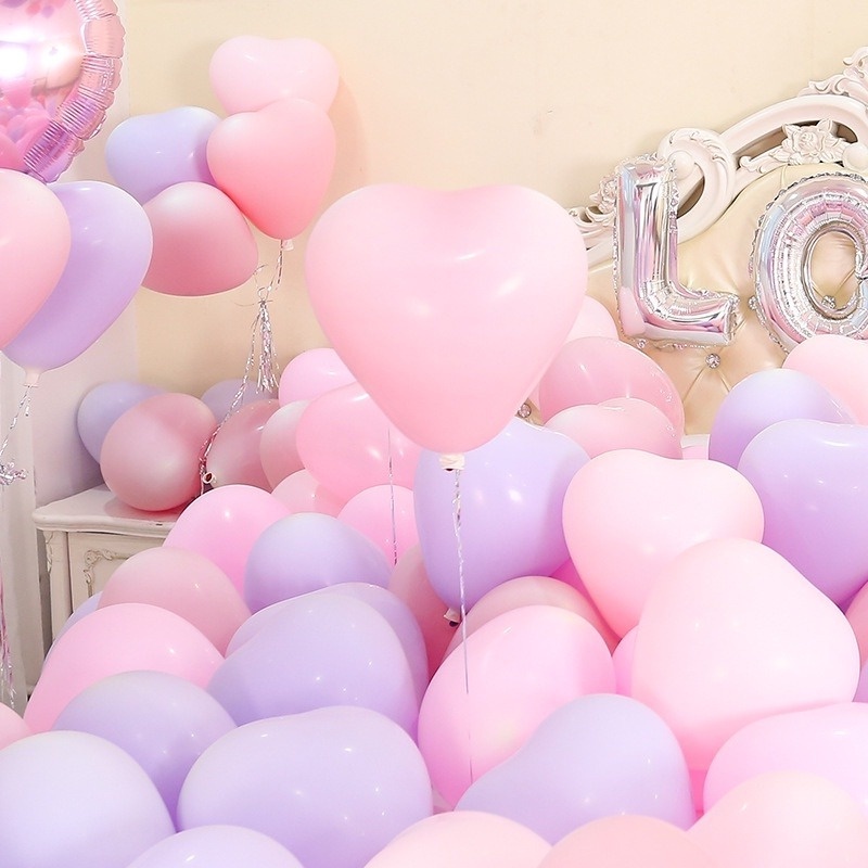 Set 10 Bong Bóng Trái Tim 2.2g Màu Macaron Trang Trí Tiệc Cưới/Lễ Tình Nhân