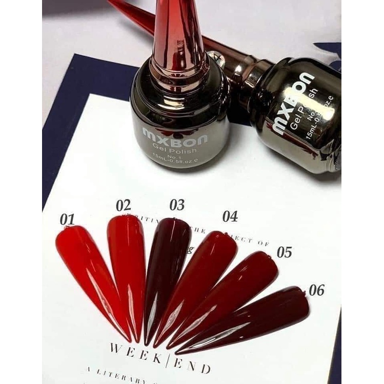 Sơn Gel Đỏ Mxbon Chai 15ml Hàng Chuẩn Lên Màu Chỉ Một Nước Sơn Bán Lẻ Chai