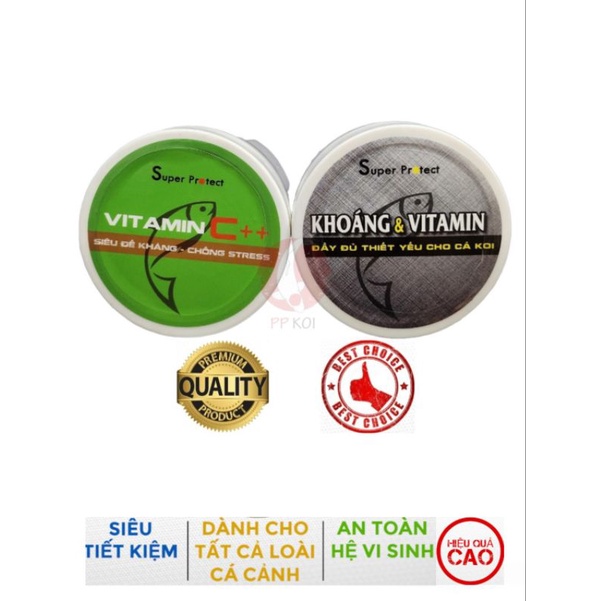 Combo Vitamin C++ Super Protect và Khoáng&Vitamin Super Protect dành cho cá - hũ 300gr