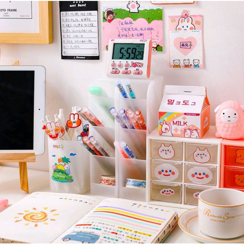 Kệ Đựng Bút 4 ngăn Basic BW Hộp Cắm Bút Để Bàn Nhiều Ngăn Nhiều Màu Đa Năng Văn Phòng Phẩm