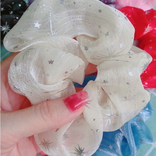 Cột tóc voan Scrunchies in hình dạ quang (9 màu)