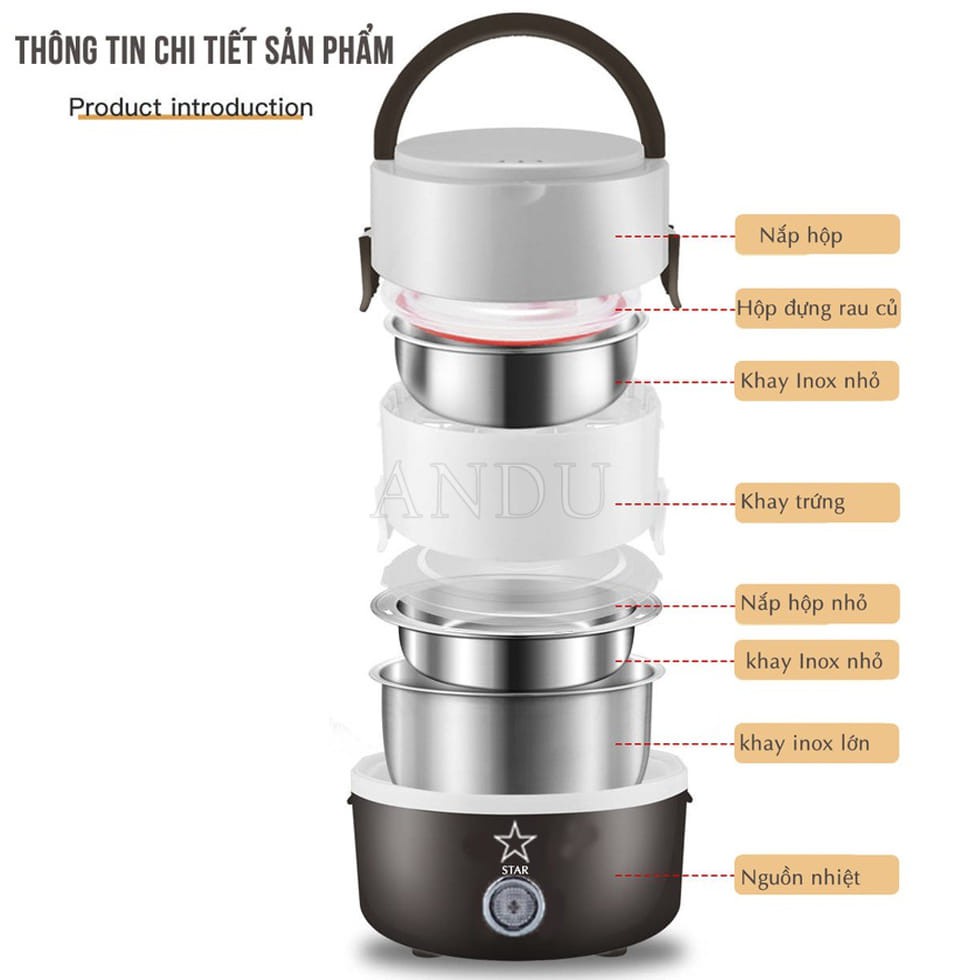 Hộp Cơm Cắm Điện Ruột Inox 304 3 Tầng, Hộp Cơm Văn Phòng Hâm Nóng Tiện Dụng