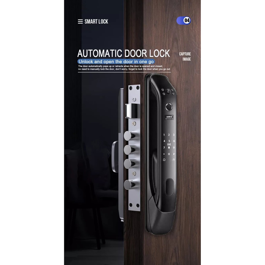 Khóa cửa thông minh tự động đóng mở Pull-Push có App quản lý, camera, 4 đèn hồng ngoại, APP USmart Go
