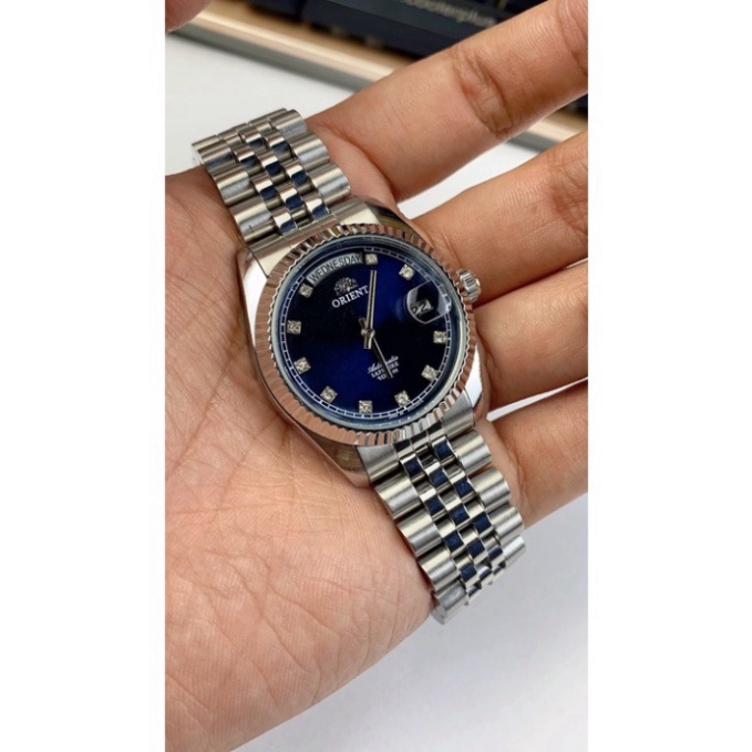 Đồng Hồ Orient Cơ Nam Automatic Dây Thép Đúc Đặc Có Lịch Ngày - Bảo Hành Máy 12 Tháng - Combo Quà Cực Chất