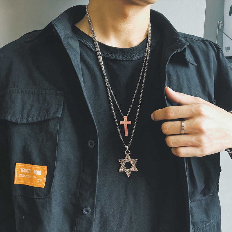 Dây Chuyền Thép Titan Mặt Thánh Giá Phong Cách Hip Hop