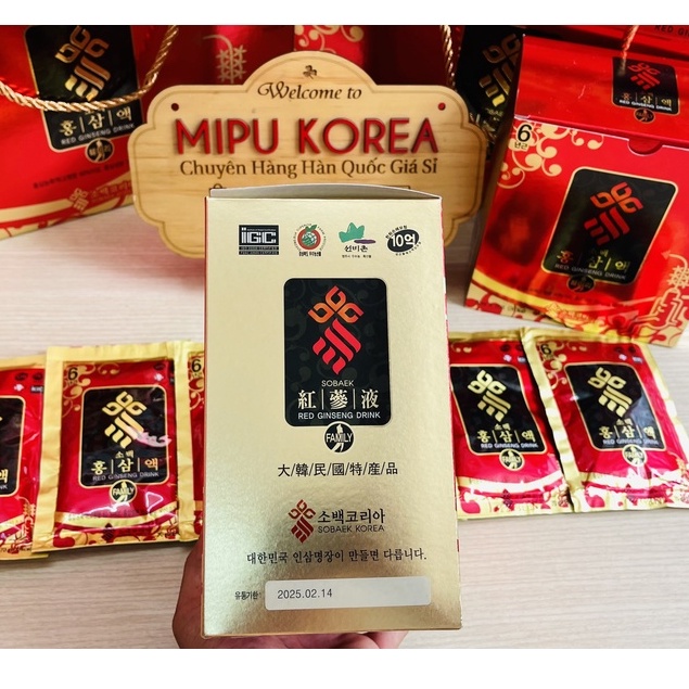 (Date 2/2025) Nước Hồng Sâm SOBAEK Hàn Quốc Hộp 30 gói x 70ml