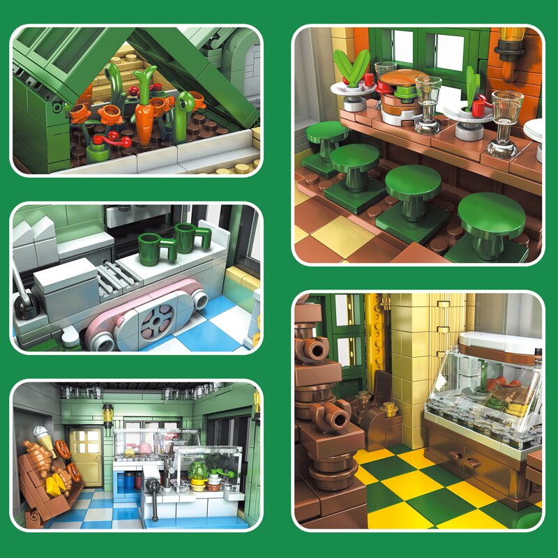 Mould King 16023 Đồ chơi lắp ráp mô hình Novatown Nhà Hàng Pháp