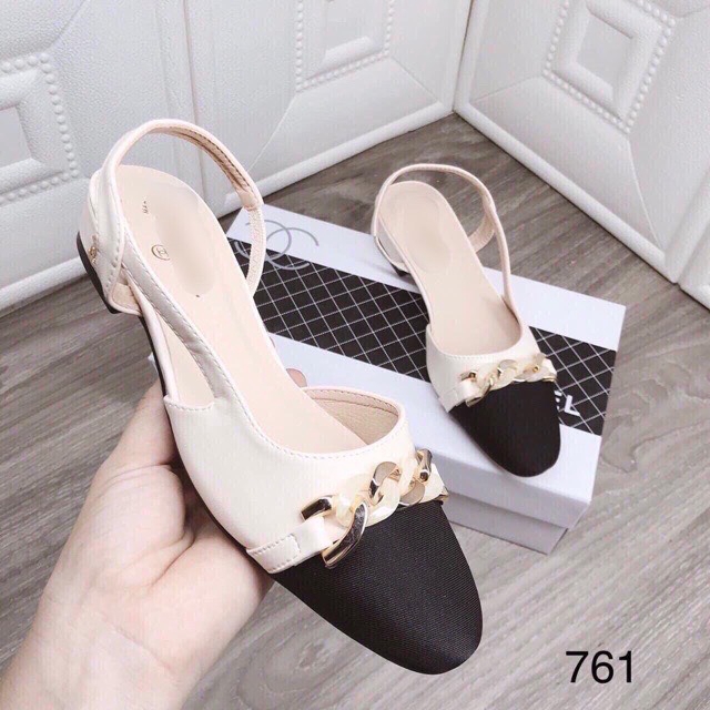 Giày sandal bít mũi viền gót vuông 2p chất đẹp NT03
