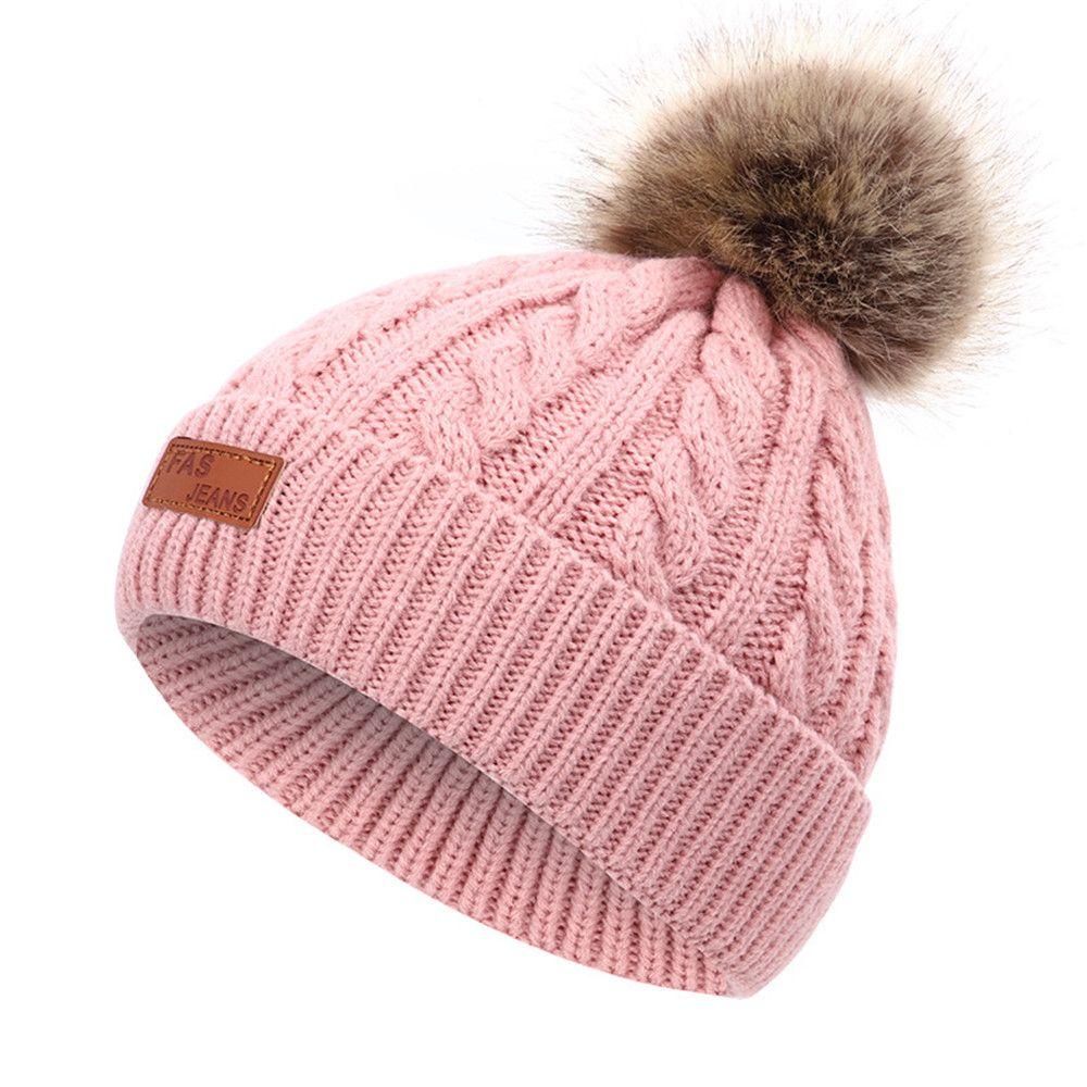 Mũ Len Beanie Đính Quả Bông Cho Bé MIHAN1