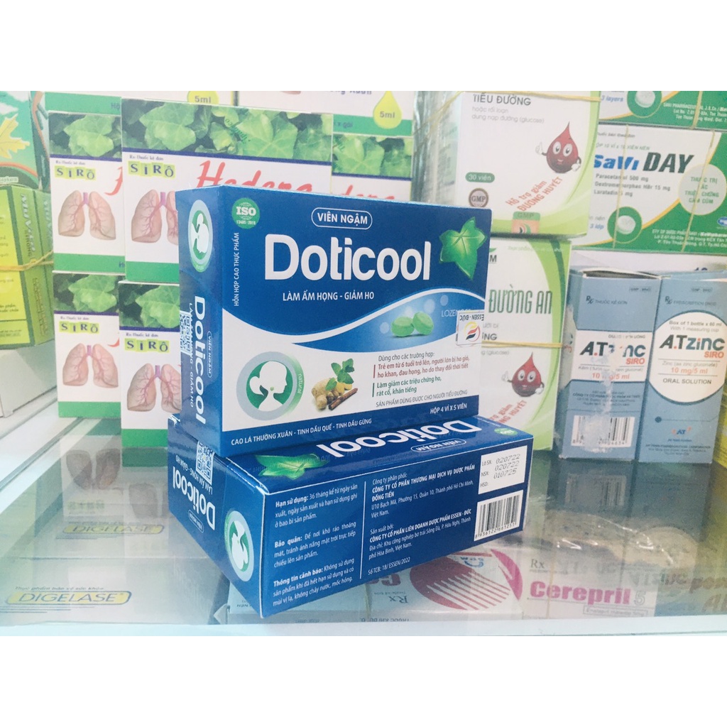 Viên ngậm Doticool làm ấm họng - giảm ho. Hộp 20 viên. Dùng được cho người bị tiểu đường