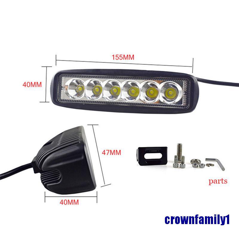 (crownfamily1) 18W 6000K LED Work Light Bar Driving Lamp Fog Off Road SUV Car Boat Truck