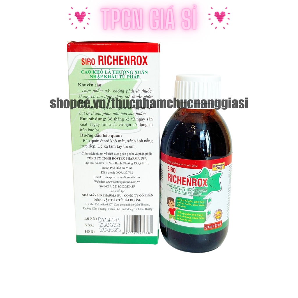 Siro giảm ho RICHENROX giúp bổ phế, giảm ho, tiêu đờm - Chai 125ml