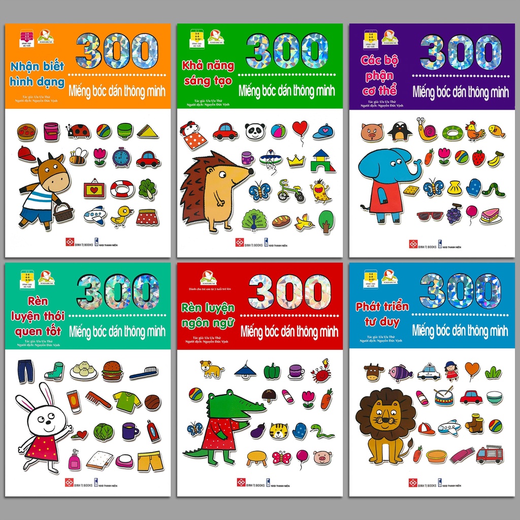 Sách - 300 miếng bóc dán thông minh - Bộ 6 quyển, lẻ tùy chọn