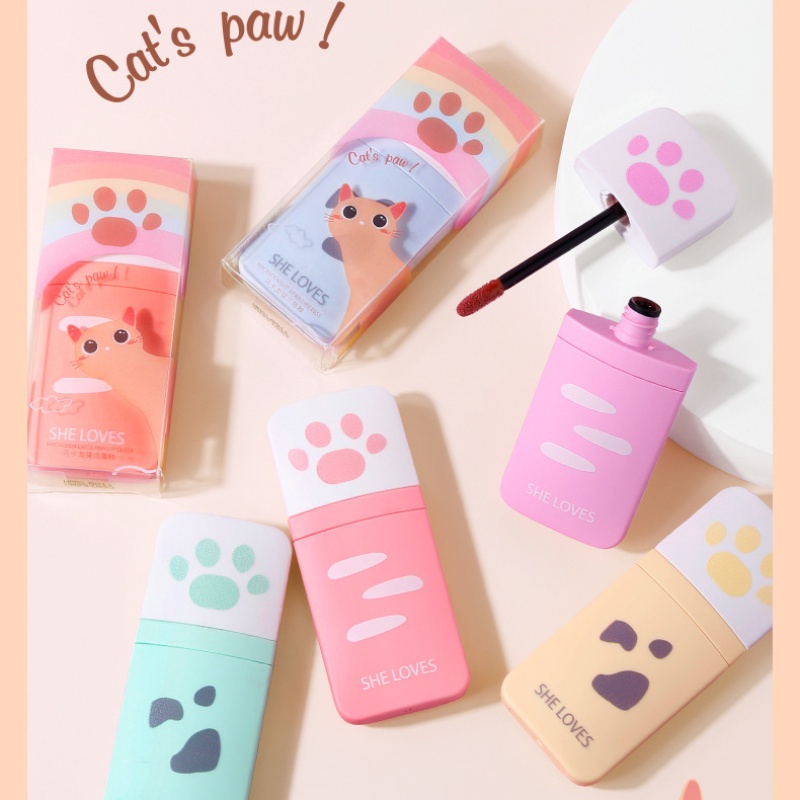 Son Môi Màu Bóng Hình Móng Mèo Màu Macaron Chống Thấm Nước Sheloves