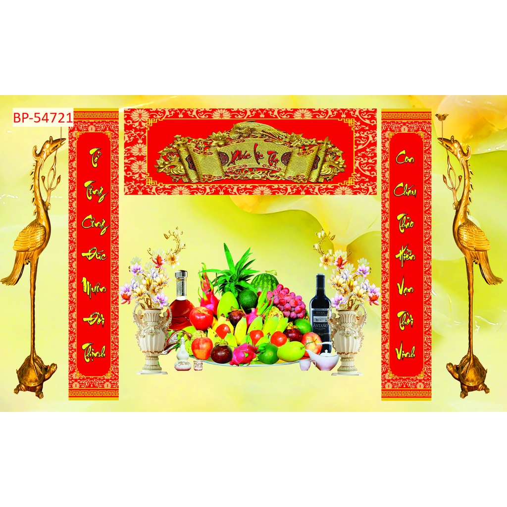 Tranh dán tường 3D vải lụa 3d cao cấp giành cho phòng thờ