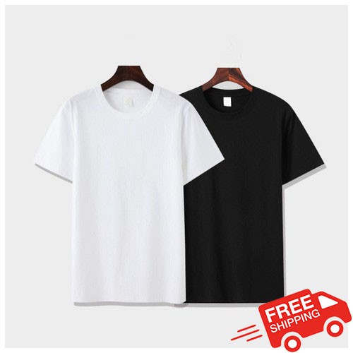 Áo thun trơn, nam nữ, chất liệu cotton thoáng mát, tông 2 màu trắng đen