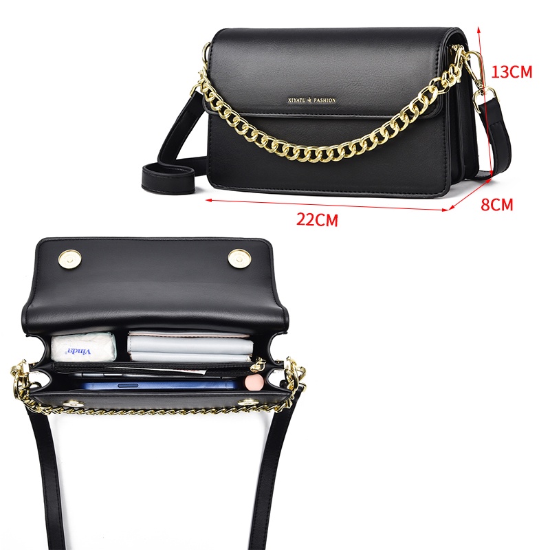 Túi Đeo Vai Hình Vuông Cỡ Nhỏ Màu Trơn Đơn Giản Thời Trang Cho Nữ