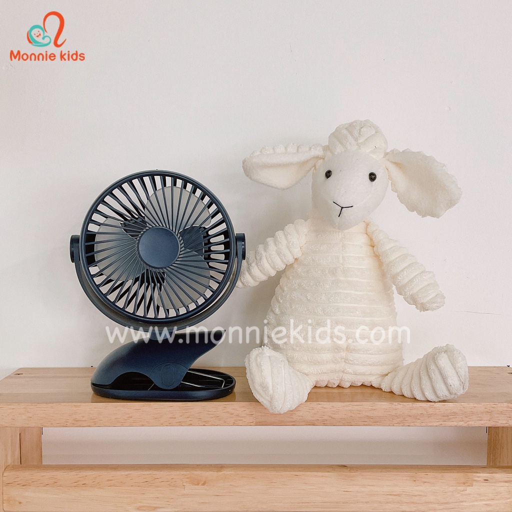 Quạt kẹp xe đẩy mini cho bé Monmon 10000mA, quạt kẹp tích điện nhỏ gọn - Monnie Kids