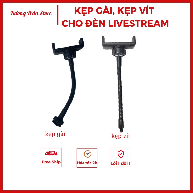 Kẹp Điện Thoại Chân Uốn Livestream đầu gài kết hợp lỗ vít - Giúp Tăng Số lượng Điện Thoại livestream trên đèn.