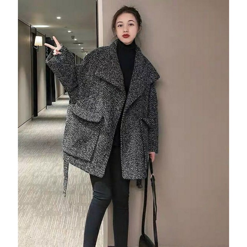 Áo khoác dạ nữ form rộng kèm đai, áo vest dạ xì teen - KCH