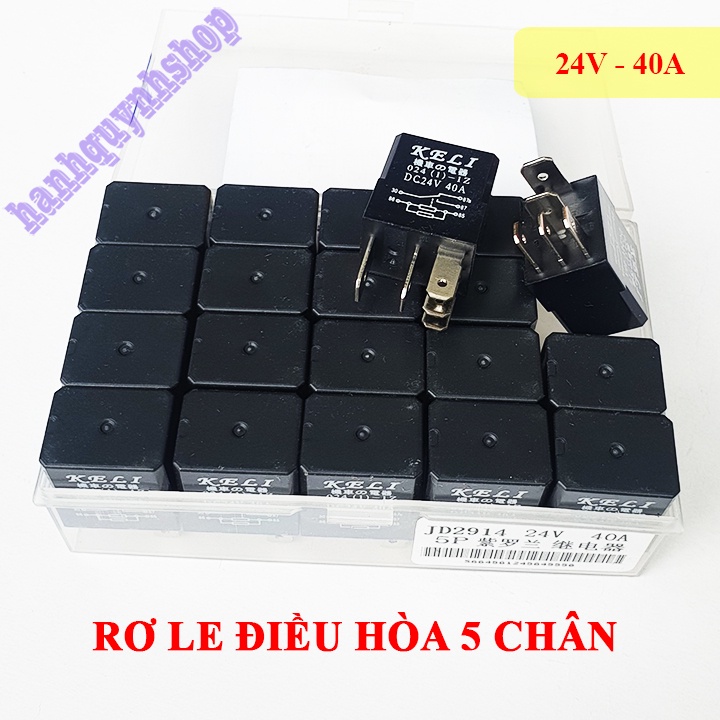 Hộp 20 Rơ le điều hòa ô tô 5 chân 12V 40A hoặc 24V 40A màu đen