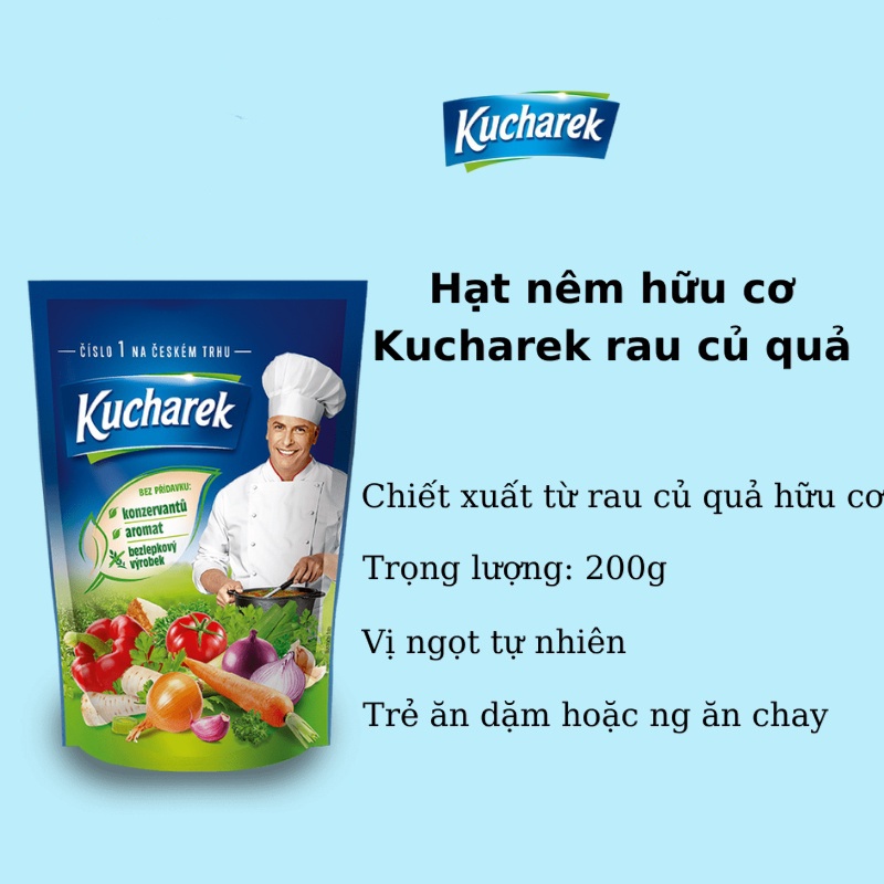 Hạt nêm hữu cơ Kucharek 100% từ rau củ cho bé ăn dặm, người ăn kiêng ăn chay gói 200g