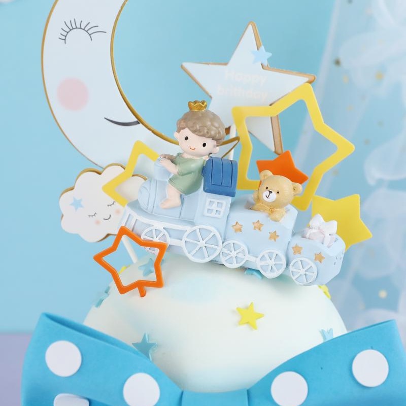 Trang Trí Bánh Kem Hình Xe Lửa Hoàng Tử Bé Hoạt Hình Dễ Thương Dành Cho Bé Trai Và Bé Gái