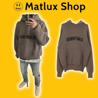 Áo hoodie len FEAR OF GOD FOG ESSENTIALS Knit Taupe bản cao cấp, Áo khoác len dệt kim có mũ ESSENTIALS form rộng oversiz