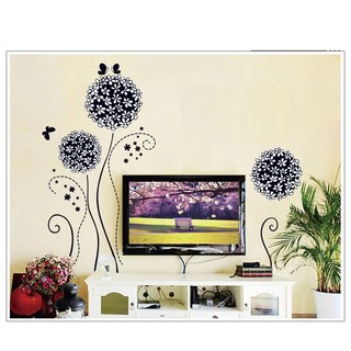 Decal dán tường decal trang trí hoa tú cầu đen BINBIN PK09