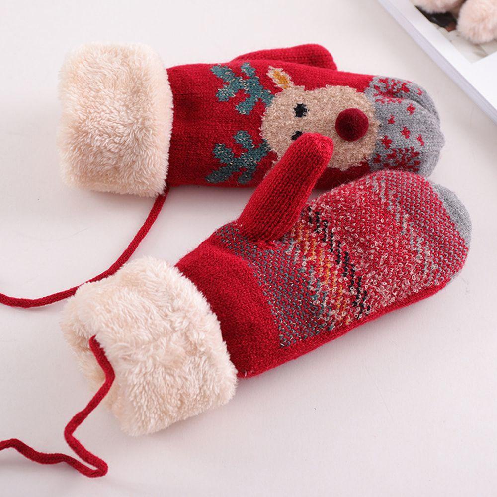 1 Đôi Găng Tay Giáng Sinh Vải Lông Cừu Dày Ấm Áp